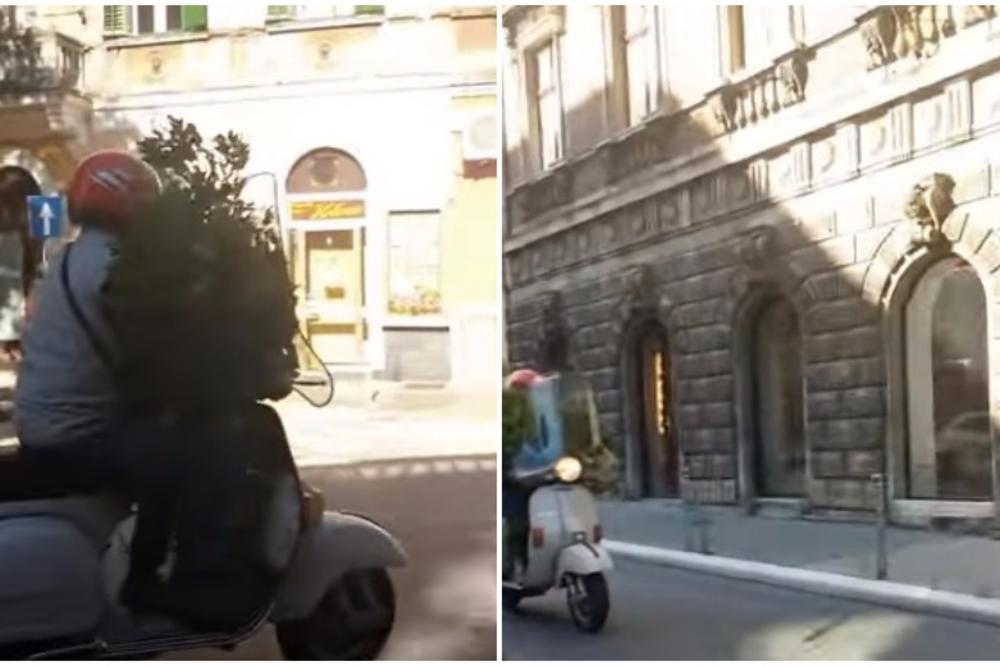 Pokretna jelka: Snimak iz Rijeke postao hit zbog muškarca na Vespi (VIDEO)