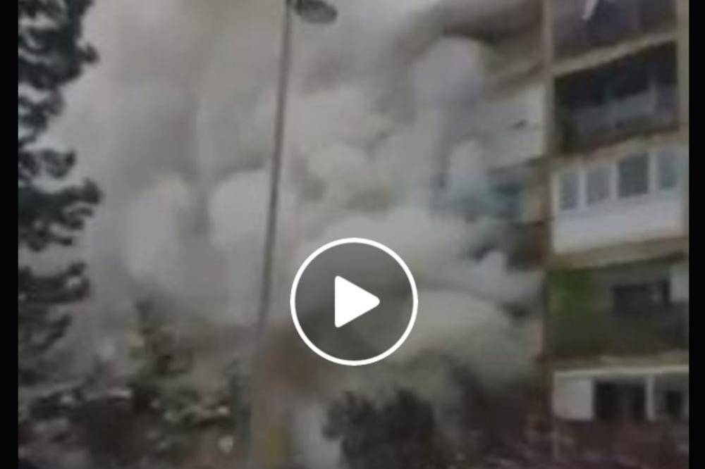 Ovo je najstrašniji snimak iz Srbije danas! Zgrada u Novom Sadu nestaje u dimu! (VIDEO)