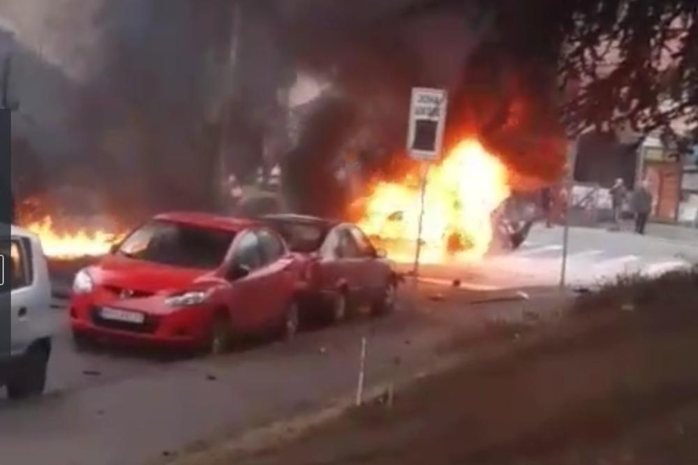 EKSKLUZIVNO: Snimak eksplozije na Voždovcu, ljudi vrište, pola ulice gori, raznet narko-diler! (VIDEO)