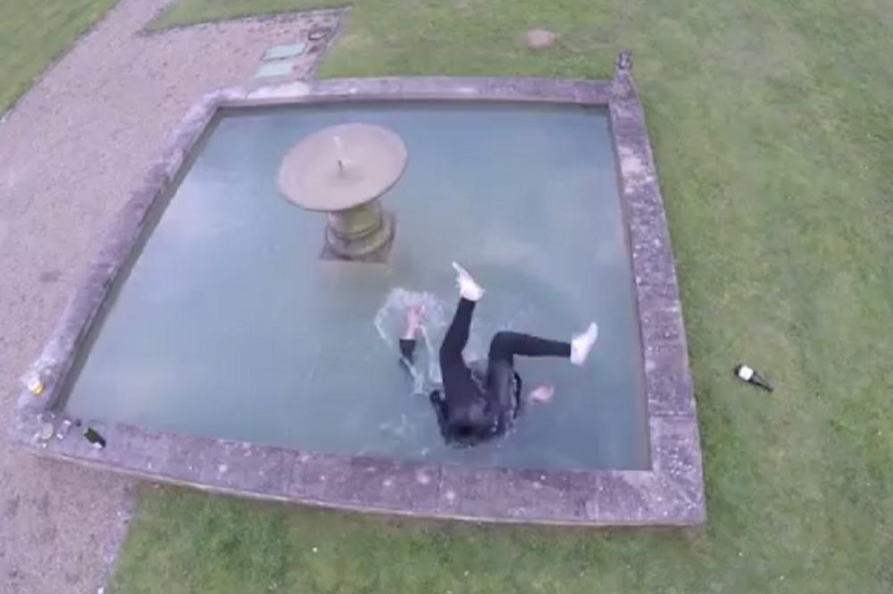ONO KAD JURIŠ DRON: Upala je u ledenu fontanu, ali tu nije bio kraj! (VIDEO)