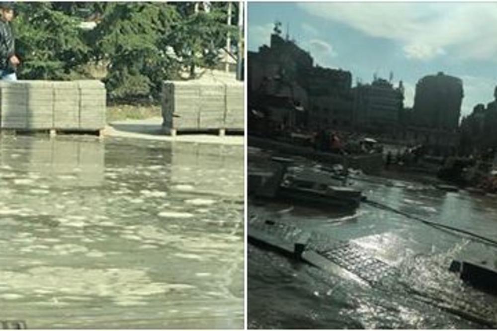 SLAVIJA NA VODI! Pukla vodovodna cev, jer su pogrešno bušili, voda preplavila Kralja Milana i okolne ulice! (FOTO) (VIDEO)