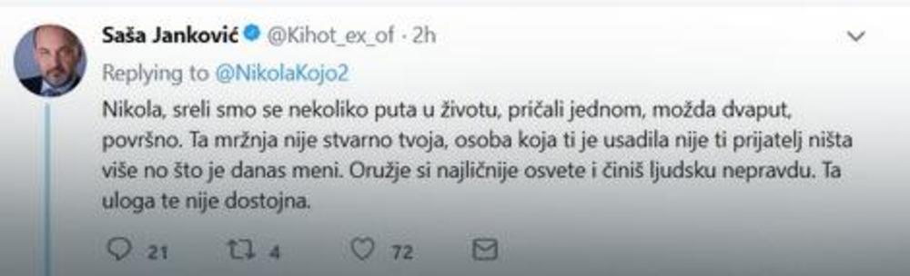 Odgovor Saše Jankovića Nikoli Koji  