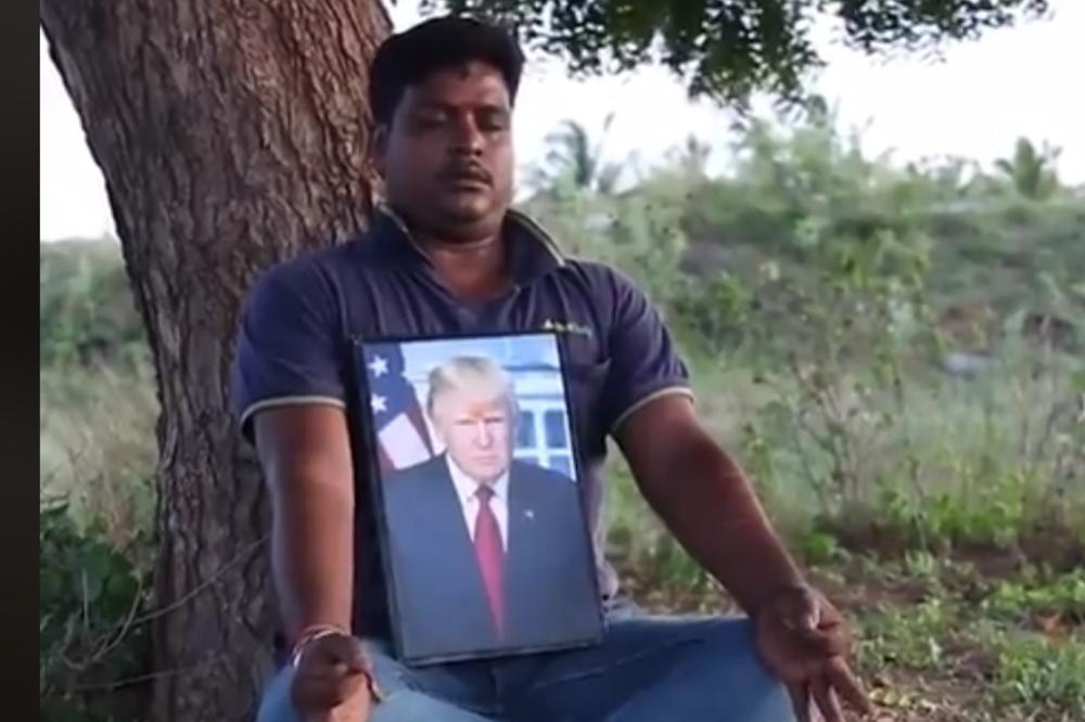 MOJ BOG SE ZOVE DONALD TRAMP: Ovaj Indijac svuda sa sobom nosi sliku američkog predsednika, a napravio mu je i CRKVU! (VIDEO)