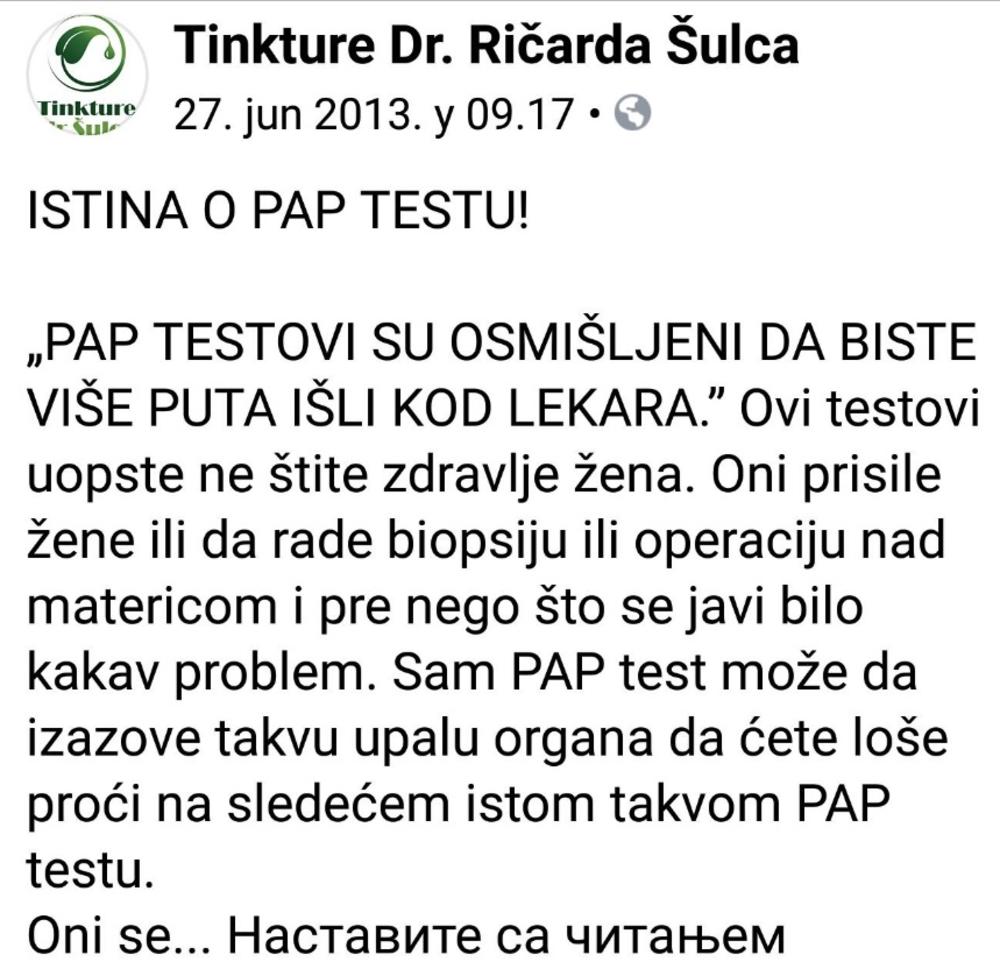 Dr Šulc o papa testu   