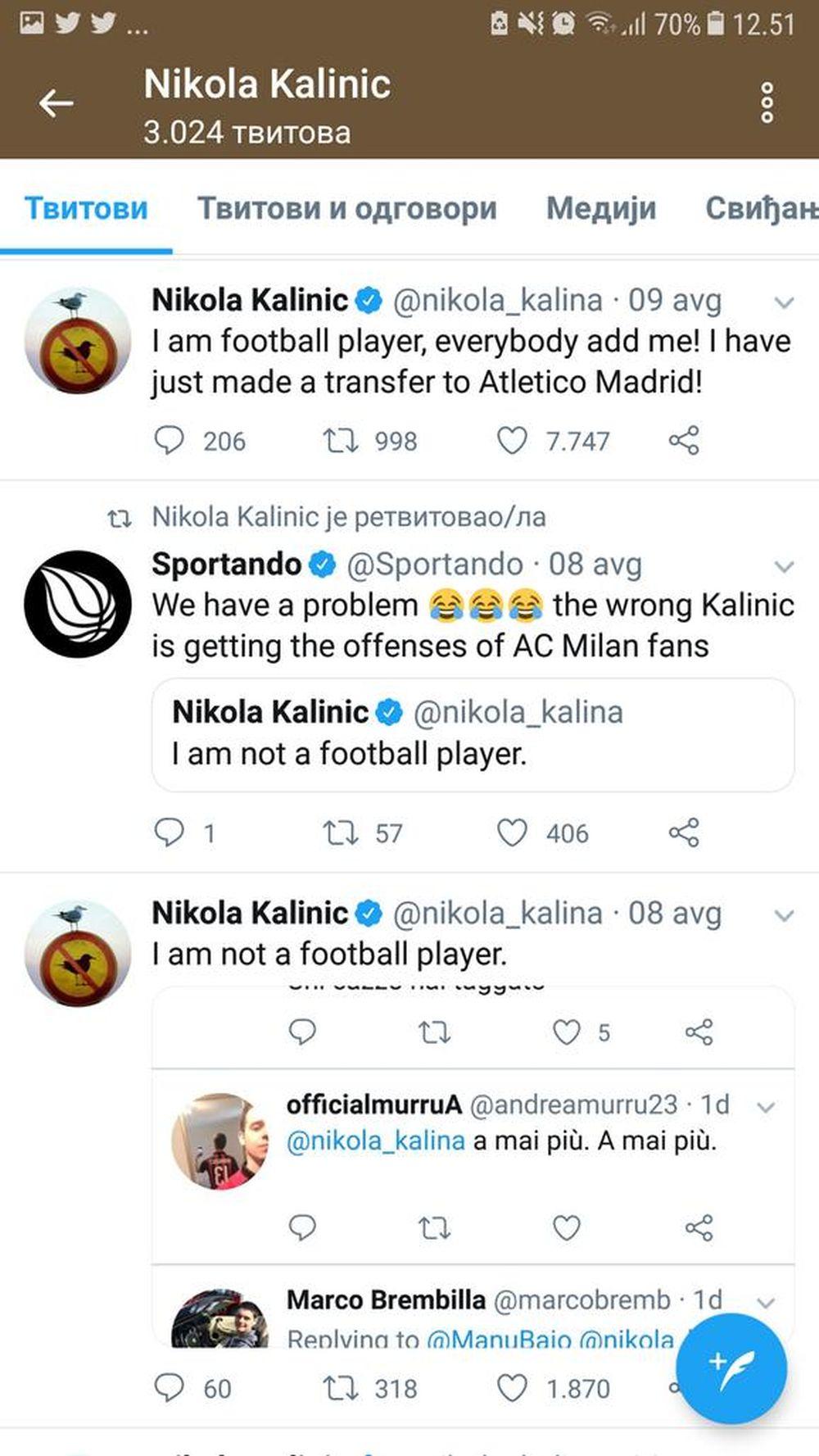 Uvrede koje je dobijao Nikola Kalinić jer su ga pomešali sa hrvatskim fudbalerom  