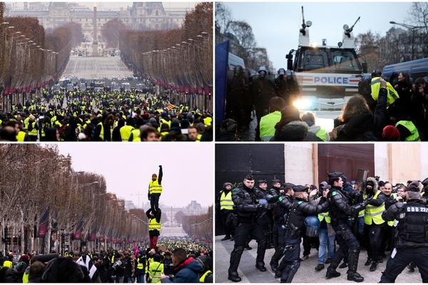 PALA I OSMA ŽRTVA NA PROTESTIMA ŽUTIH PRSLUKA: Makrone, odlazi, orilo se Parizom! 115 osoba uhapšeno! (VIDEO, FOTO)