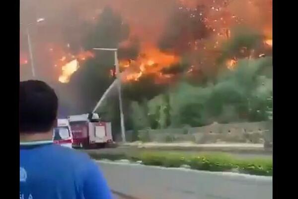 BODRUM U BORBI SA VATRENOM STIHIJOM! Nebo crno od dima, vatra bukti po brdima, a gomila turista na ulici (VIDEO)