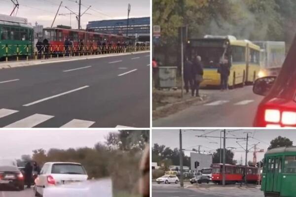 JUTARNJI ŠPIC U BEOGRADU: Gužva na auto-putu, tramvaji stali, zapalio se AUTOBUS!