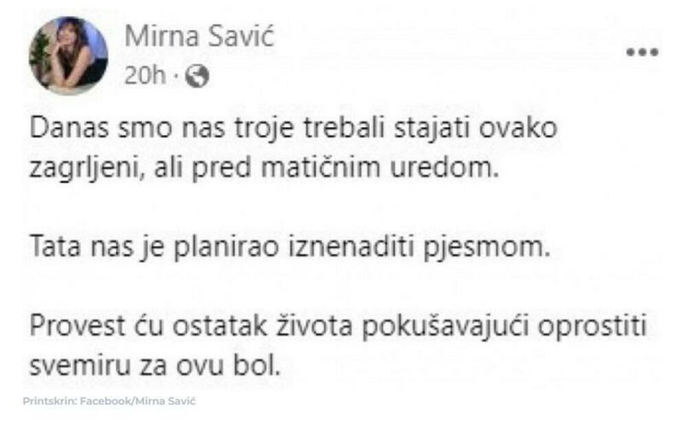 Potresna poruka Mirne Savić, ćerke Masima Savića