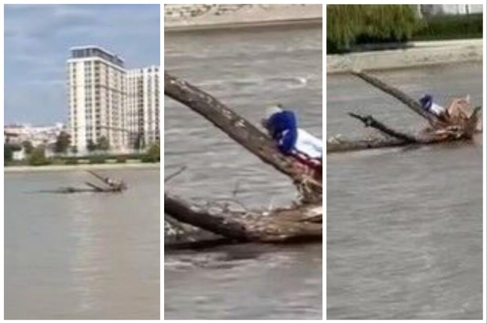 OVO SAMO KOD NAS MOŽE DA SE VIDI! Čovek PLUTA po Savi dok ga reka nosi nizvodno, GLEDAJTE ŠTA JE URADIO (VIDEO)