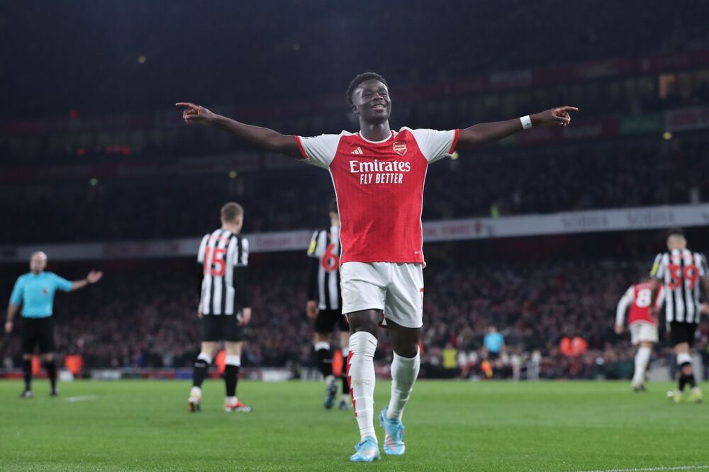 Bukajo Saka slavi gol na utakmici Arsenala i Njukasla