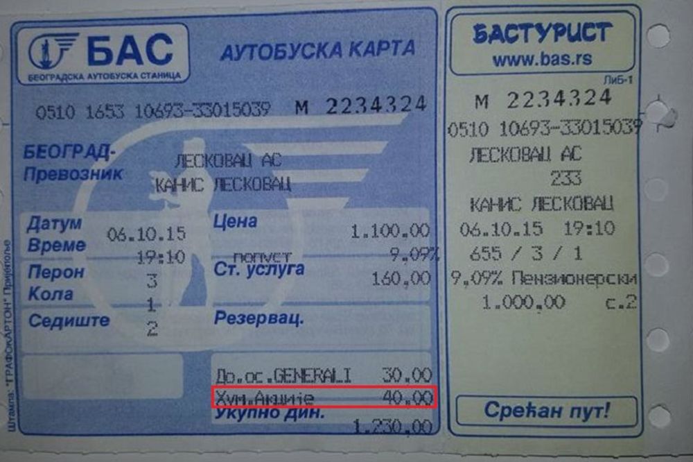 BAS naplaćuje 40 dinara skuplju kartu za nepoznatu humanitarnu akciju! (FOTO)