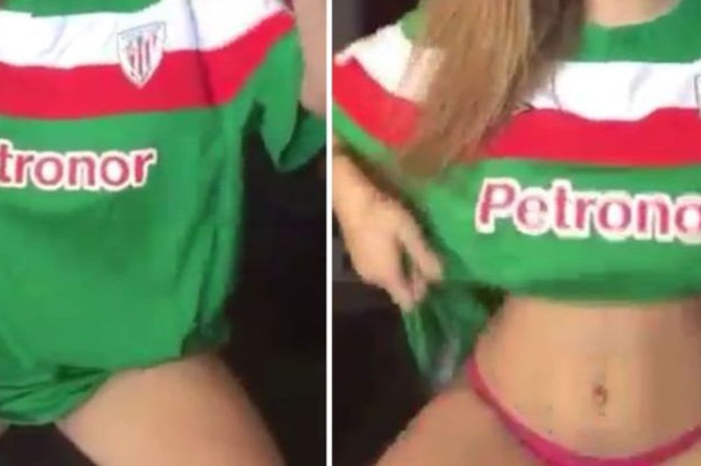 Navijačica Bilbaoa golim grudima motiviše fudbalere protiv Partizana! (VIDEO) (18+)