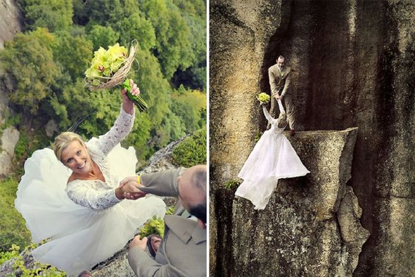 Sudbonosno DA na litici: Spektakularne fotografije venčanja iznad provalije! (FOTO)