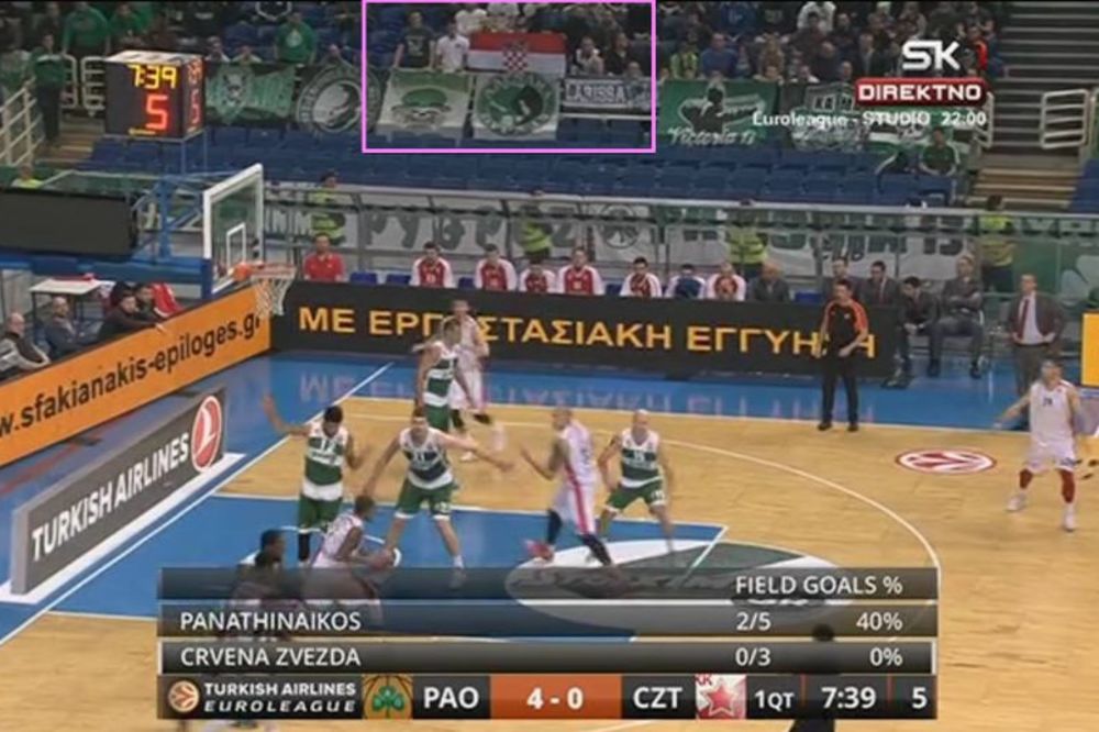 Ovo se očekivalo: Navijači Panatinaikosa hrvatskom zastavom provociraju igrače Zvezde! (FOTO) (VIDEO)