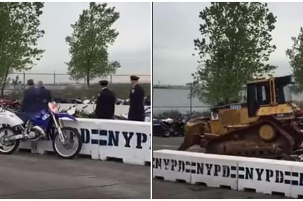 Njujorška policija se obračunava sa bahatim motociklistima, i to bagerom (VIDEO)