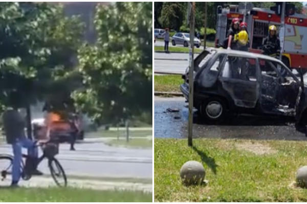 Buktinja na točkovima: U NS  izgoreo automobil u pokretu (VIDEO)