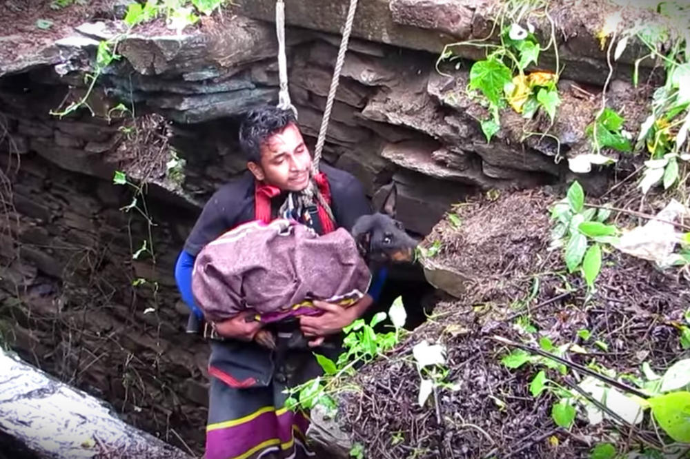 Iz dubine jame čulo se kako plače pas, a onda je došao spas! (VIDEO)