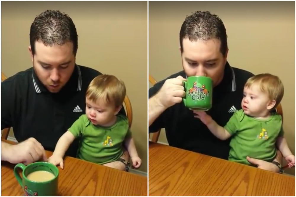 Izrašće ti rep! Beba plače za kafom, a tata joj ne da! (VIDEO)