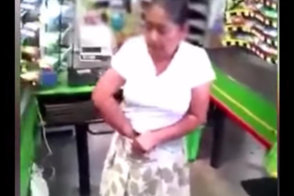 Baka kleptomanka, pozabadala pola prodavnice! Naterali su je da zavuče ruke u ćega, a izvadila je... (VIDEO)