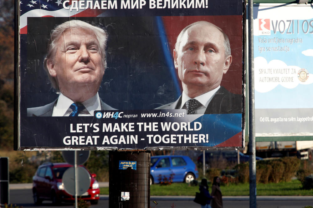 Učinimo svijet velikim - zajedno! U CG osvanuo bilbord podrške Putinu i Trampu (FOTO)