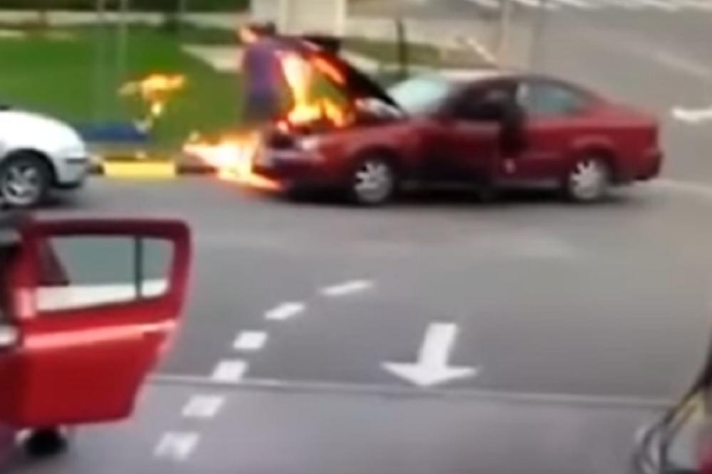 EKSPLOZIJA U NOVOJ VAROŠI: Zapalio se automobil u pokretu, svi su bili u strahu!
