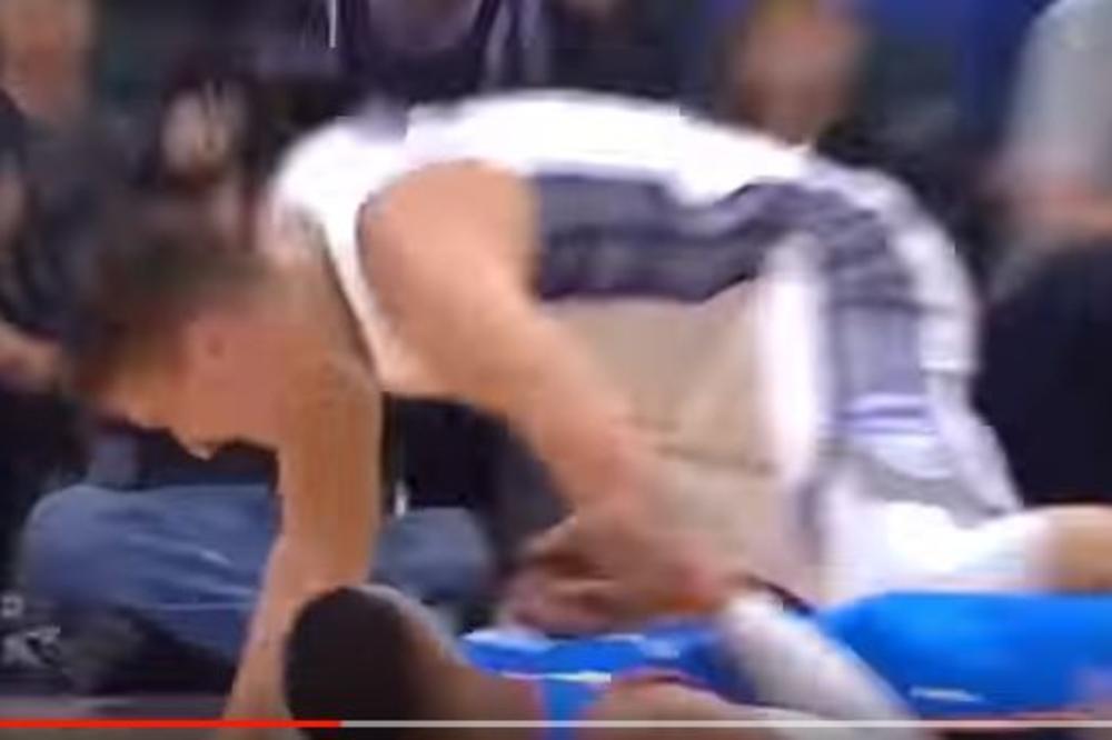 VELIKI INCIDENT, VESTBRUK UDARIO BOGDANA U GLAVU!!! Srbin leži na parketu u bolovima, zario lice u šake! (VIDEO)