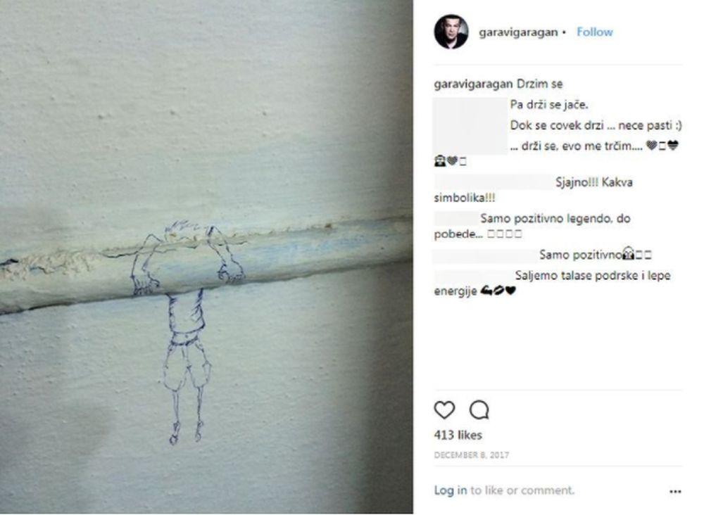 Crtež koji je Nebojša Glogovac postavio na svoj Instagram u periodu kada je saznao da je bolestan