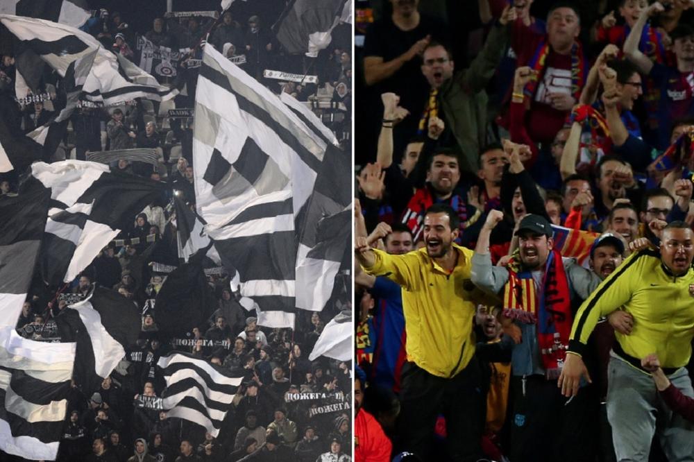 GROBAR NAPRAVIO POMETNJU NA NOU KAMPU! Barsa je drala Romu, ali su sve oči bile uprte u jednog navijača Partizana! (FOTO)