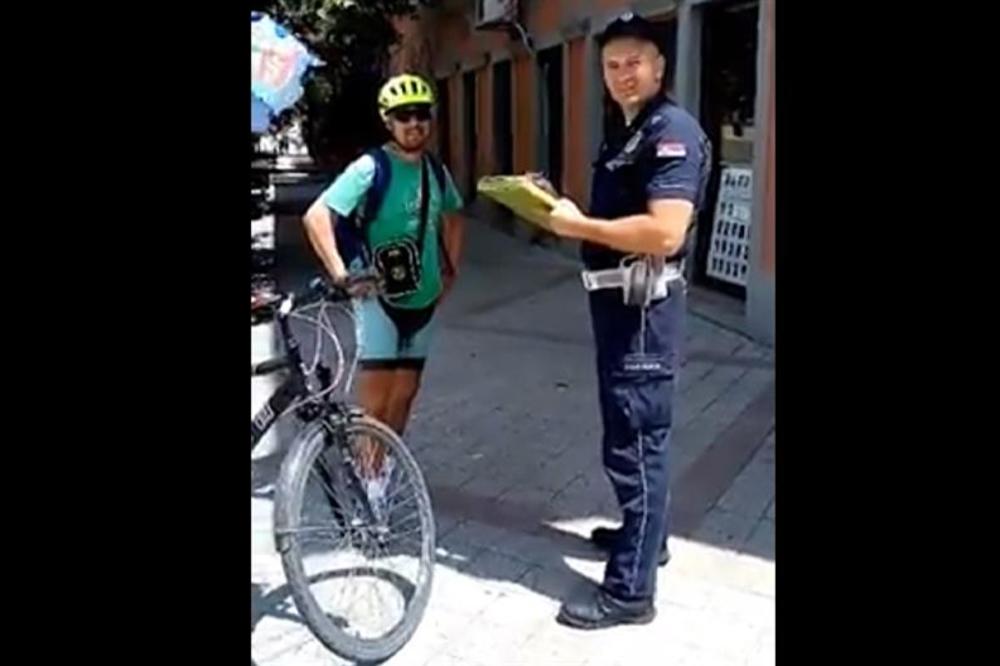 Uhapšen muškarac koji je snimio kako policajac NA PRAVDI BOGA kažnjava biciklistu!