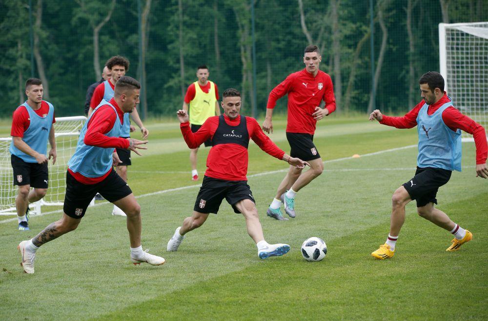 Dušan Tadić, Luka Milivojević i Sergej Milinković Savić na treningu Srbije  