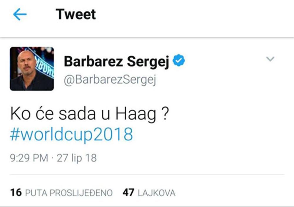 Sergej Brabarez proziva Mladena Krstajića  