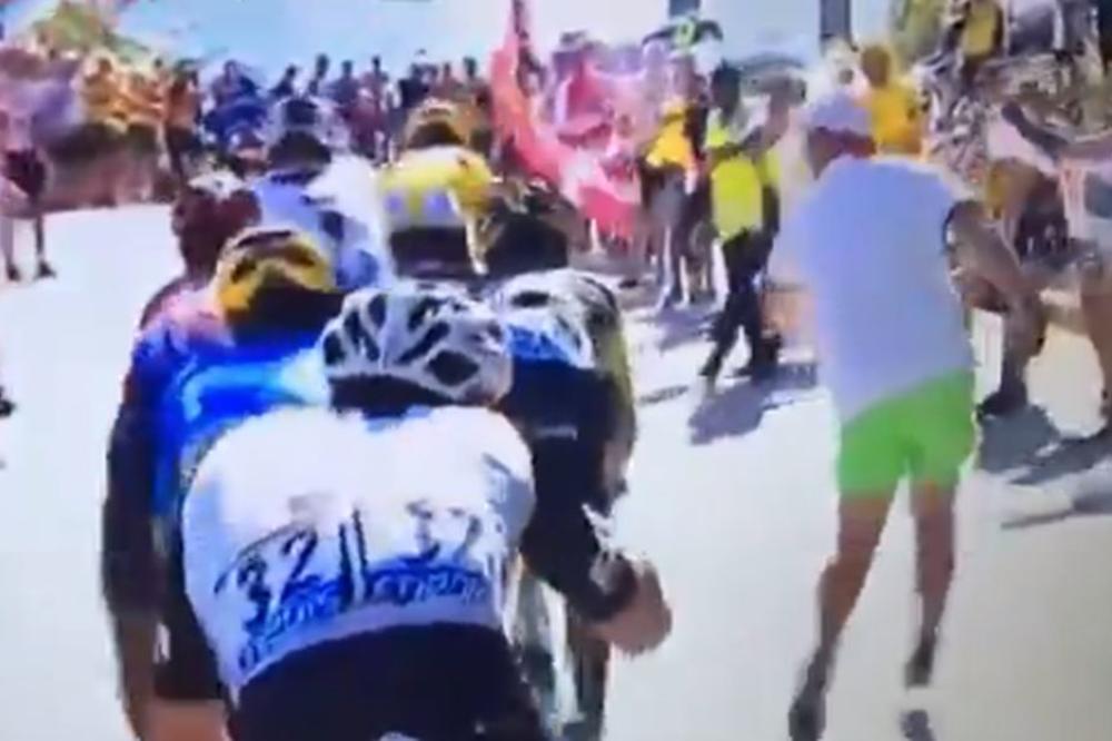 Skandal na Tur de Fransu: Navijač napao šampiona s leđa usred trke! (VIDEO)