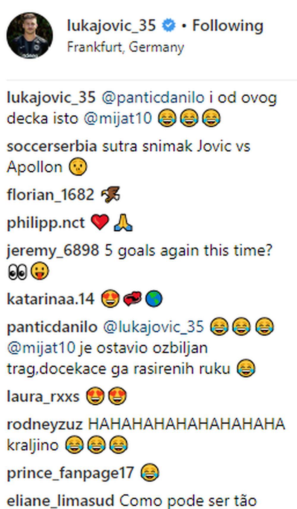 Luka Jović i Danilo Pantić su napravili urnebes na Instagramu  