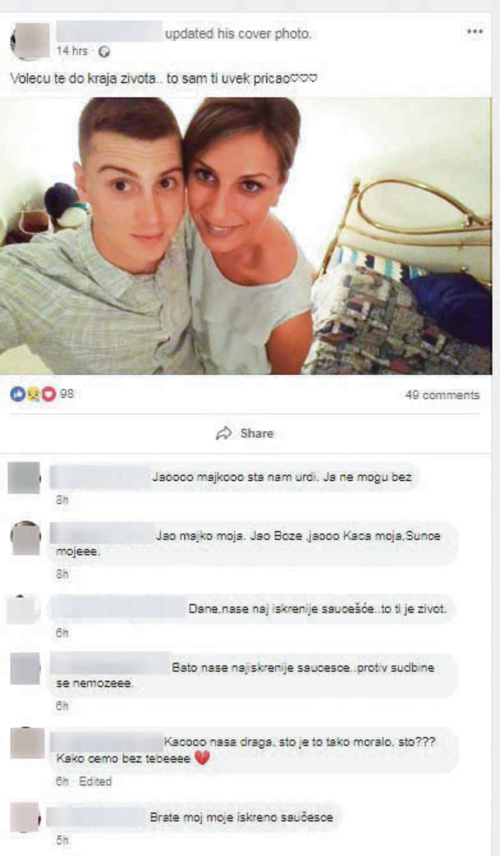 Od mlade Kragujevčanke na Fejsbuku su se oprostili i brojni prijatelji, koji su njenom suprugu upućivali reči utehe 