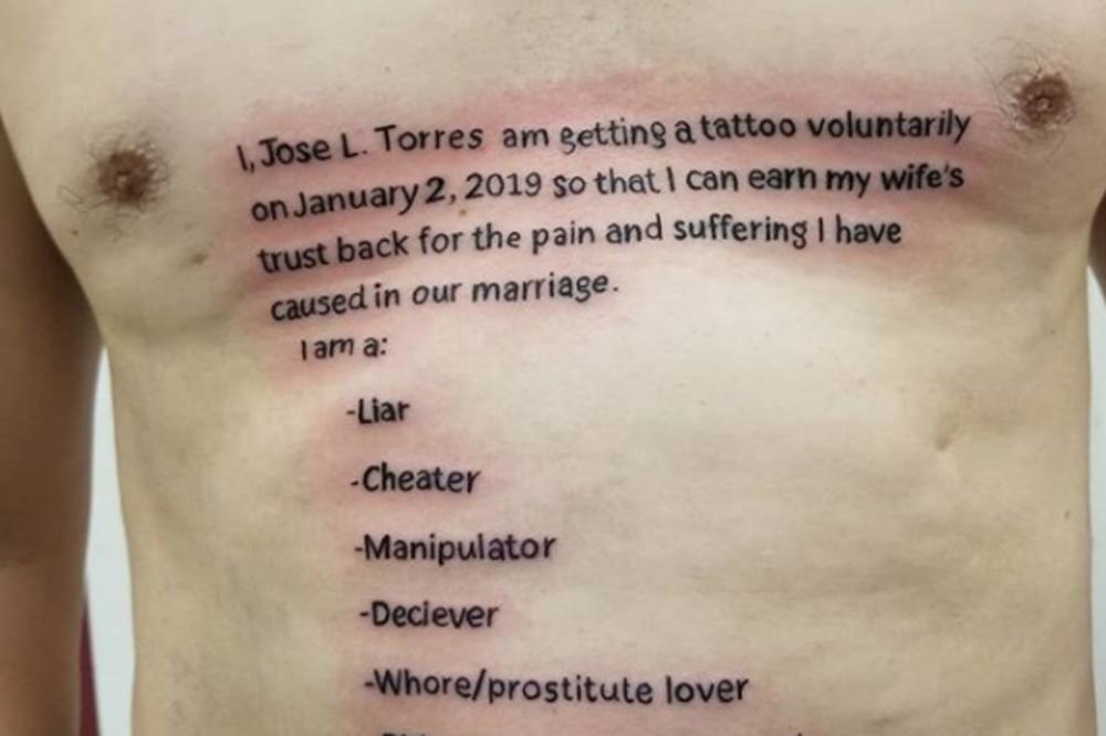 PREVARIO ŽENU, PA SE IZBLAMIRAO ZA SVE PARE: Uradio tetovažu da bi mu oprostila, ali sada mu svi VRIŠTE OD SMEHA!