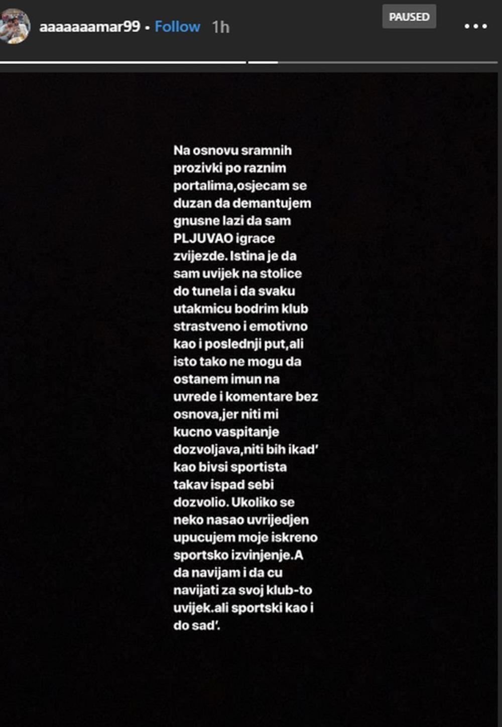 Amar Nuhodžić se oglasio na Instagramu  