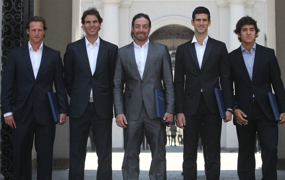 David Nalbandijan sa Rafaelom Nadalom i Novakom Đokovićem na svom oproštaju