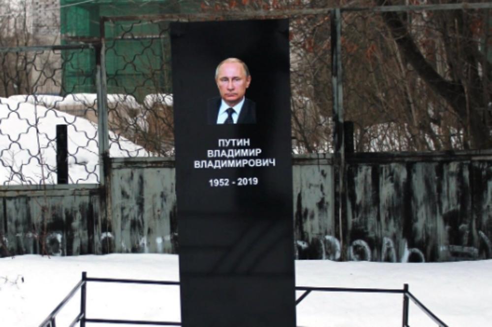 PUTIN JE POLITIČKI LEŠ, LOPOV I LAŽOV: Širom Rusije osvanuli NADGROBNI SPOMENICI za predsednika! ŽIVOG GA SAHRANILI