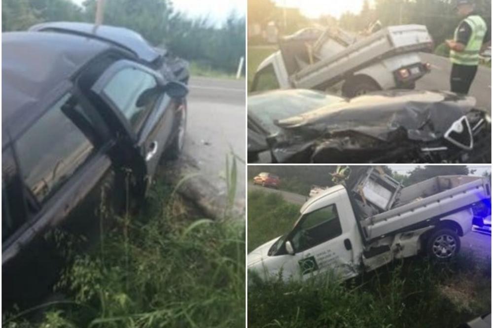 PRSKALI KOMARCE, PA UMALO STRADALI: Sudarili se auto i vozilo Zavoda za biocide u Obrenovcu! (FOTO)