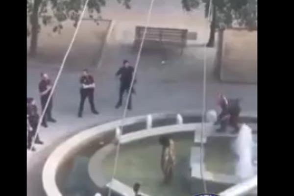 SNIMLJENA NEVEROVATNA DRAMA: ČOVEK PRETIO MAČETOM, hrabri policajac skočio na njega i onesposobio ga! (VIDEO)