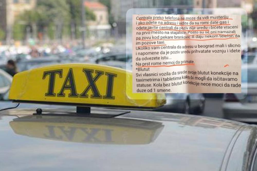 AKO VIDITE DA ROMI ULAZE U TAKSI, DAJTE GAS! NA PRST ROME NEMOJTE DA PRIMATE Skandalozan rasistički taksi pravilnik