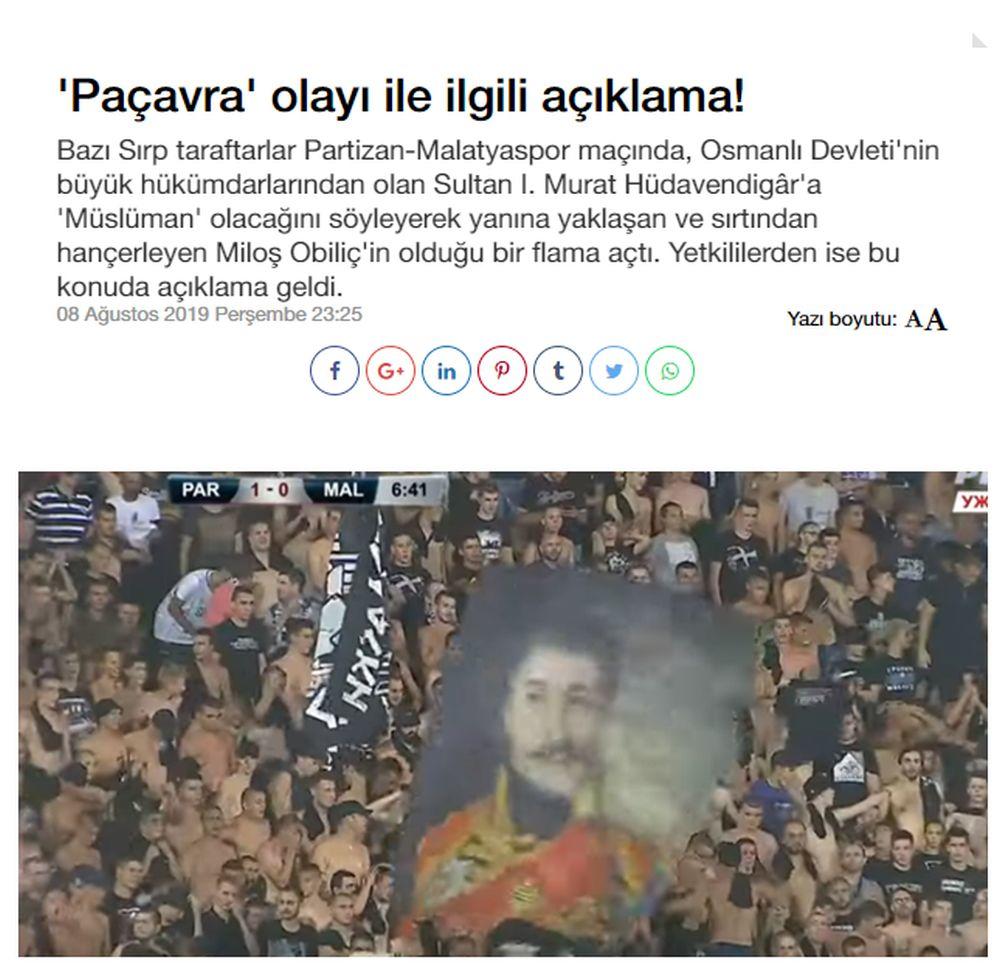 Turski mediji je pomešao Karađorđa sa Milošem Obilićem