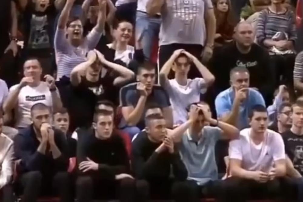 OVO SIGURNO NISTE PRIMETILI U PRENOSU: Pogledajte urnebesnu reakciju navijača na trojku Nikole Jankovića!