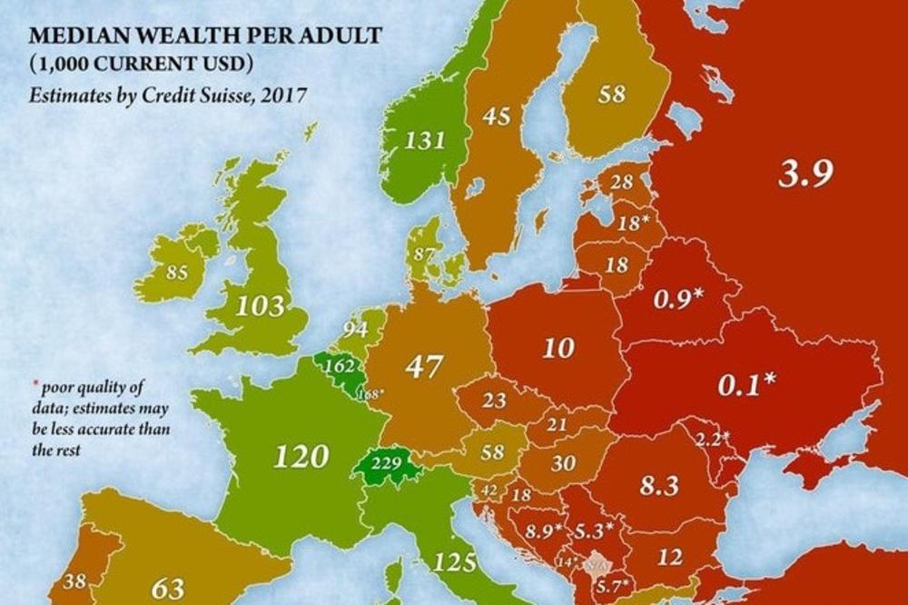 ZLATNO DOBA, ALI NE ZA SRBIJU: Ovo je MAPA najbogatijih u Evropi, pogledajte gde smo tu mi