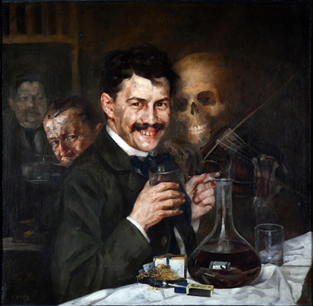 Steva Aleksić, Autoportret u kafani, oko 1904.
