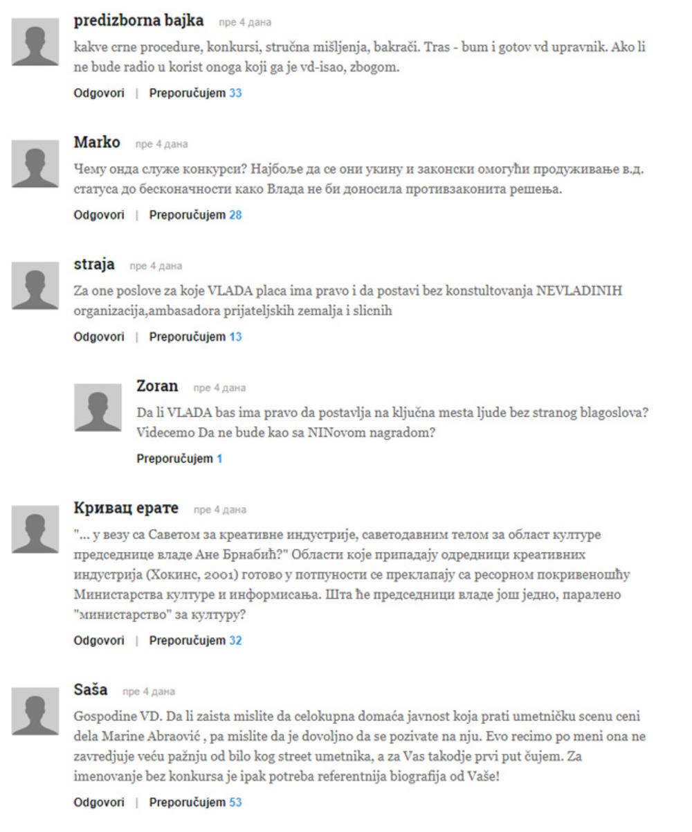 Komentari čitalaca na sajtu Politika.rs - drugi deo