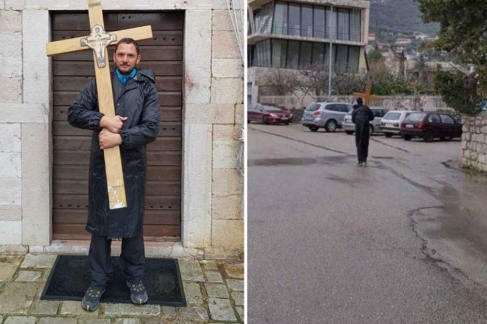 KRENUO PEŠKE NA CETINJE, ALI GA ZAUSTAVILA POLICIJA DOK JE NOSIO KRST: Uhapšen Božidar Čarmak! (FOTO)