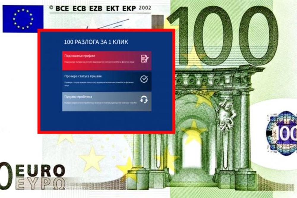 VAŽNO ZA SVE GRAĐANE Petak poslednji dan za prijavljivanje za 100 evra! Evo kada je novac na računu
