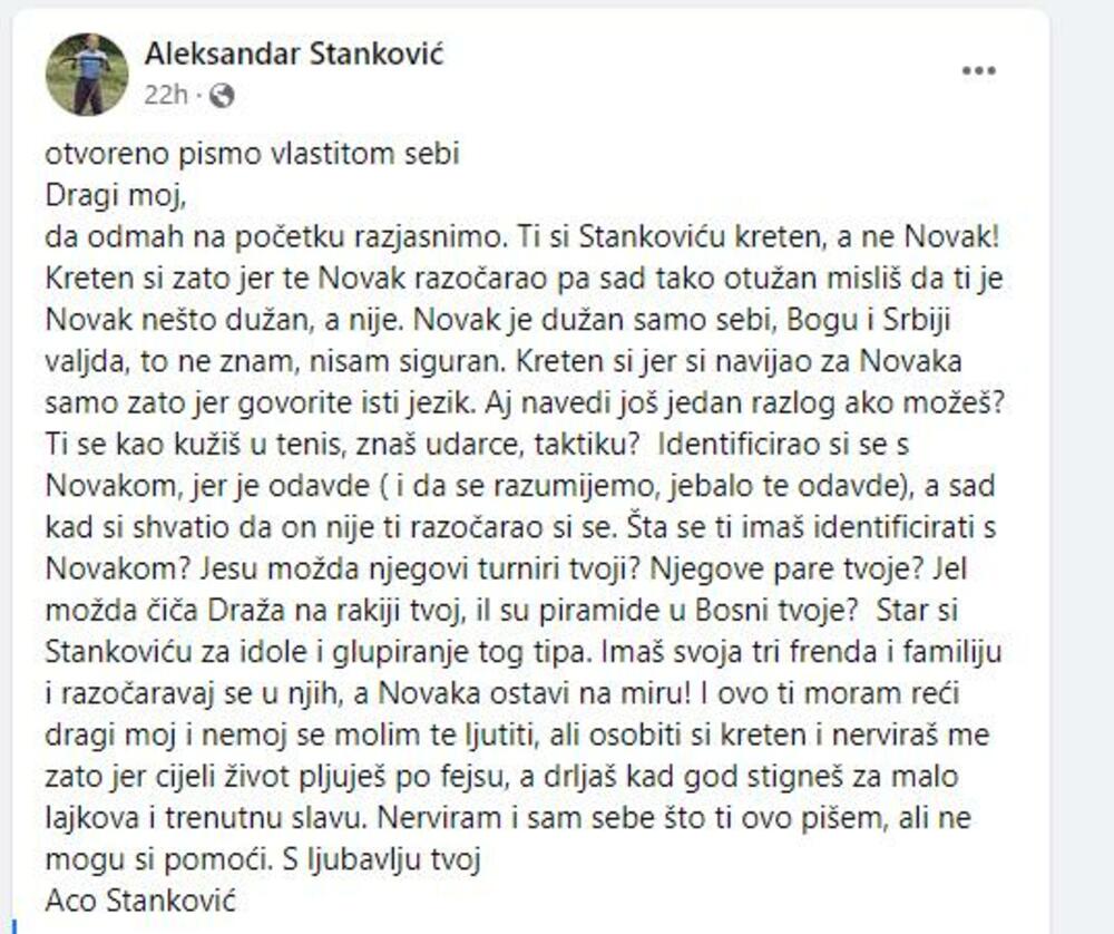 Pismo, Aleksandar Stanković